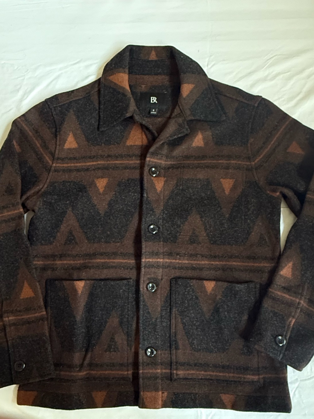 Banana Republic Brown & Black Patterned Shirt Jacket Men’s Small Rugged Outdoors